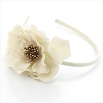 VERY PRETTY FLOWER FABRIC COVERED ALICE BAND GREAT FOR WEDDING PINK OR CREAM (CREAM)