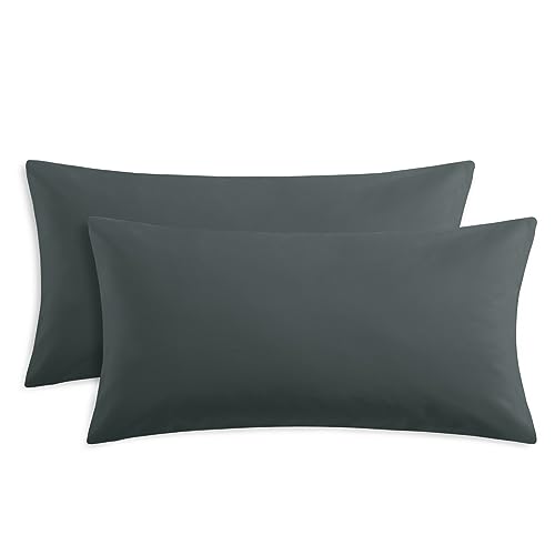 RUIKASI Kissenbezug 40 x 80 Grau 2er Set - Oeko Tex Kopfkissenbezug 40x80 Anthrazit Kissen Bezug 40x80cm mit Reißverschluss aus Mikrofaser, Polsterbezug Doppelpack Set Pillow Case Pillow Cover