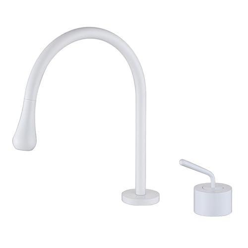 Mitigeur de salle de bain à rotation 360 avec sortie haute blanche