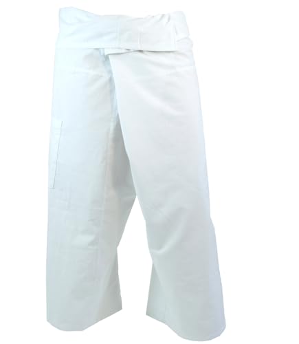 GURU SHOP Pantalon de pêcheur thaïlandais en coton, pantalon de yoga avec poche pour homme, femme, rose, taille : taille unique - - One Size