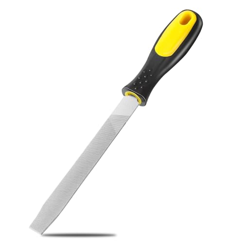 Flat Metal File 12 inch,High Carbon Steel Wood File, Premium Steel Construction, with Soft Grip for Filing Curves and Straight Lines in Metal, Wood or Plastic - High-Quality Metal File