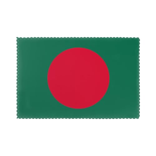 Platzset Flagge von Bangladesch gemustert, 6-teilig, geeignet für Küche, Esszimmer & Esstischdekoration.