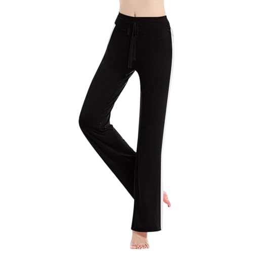 Genérico Pantalones De Yoga con Bolsillo para Mujer,Pantalones de Yoga Holgados Cintura Alta con Contraste Color para Mujer,Entrenamiento elásticos Informales