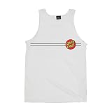SANTA CRUZ Men's Tank Top Classic Dot Skate Tank Top -White, Size:X-Large
