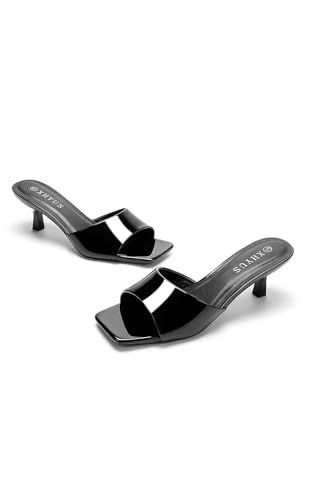XHYUS Women's Slip On Square Toe 2.3inch Kitten Heel Wedding Mule Sandals - image 4