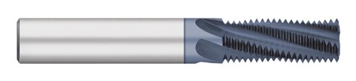 Titan TC84019 Solid Carbide Thread Mill, Internal/External - UN Threads, 4 Flute, AlTiN Coated, 3/8-16 Size, 5/16" Shank Diameter, 3" Overall Length, 0.290" Cutting Diameter, 0.750" Thread Length