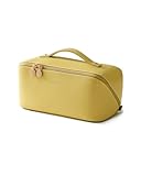 EACHY Travel Makeup Bag,Large Capacity Cosmetic Bags for Women,Portable Pouch Open Flat Toiletry Bag Make up Organizer with Divider and Handle