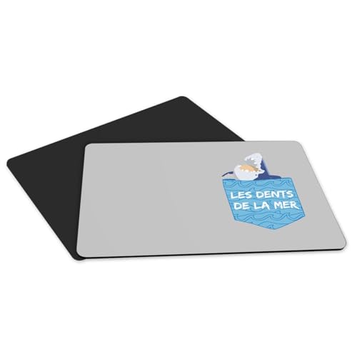 Sets de table caoutchouc antidérapant grand format gris motif requin de mer