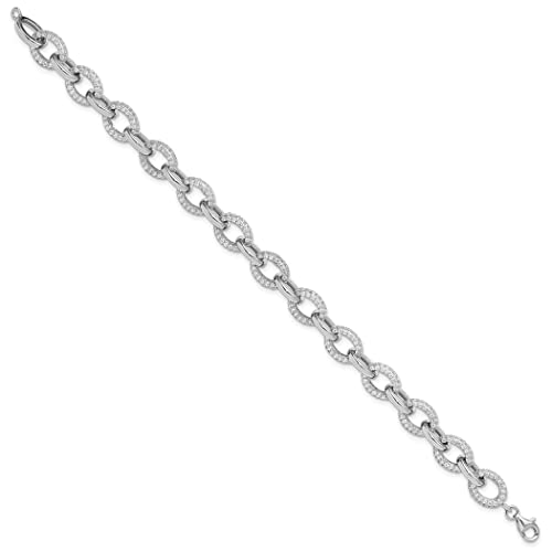5.25Mm 925 Sterling Silver Rhodium Plated Micro Pave Cz Cubic Zirconia Simulated Diamond Rolo Link Bracelet 7.5 Inch Jewelry Gifts For Women #TOP2