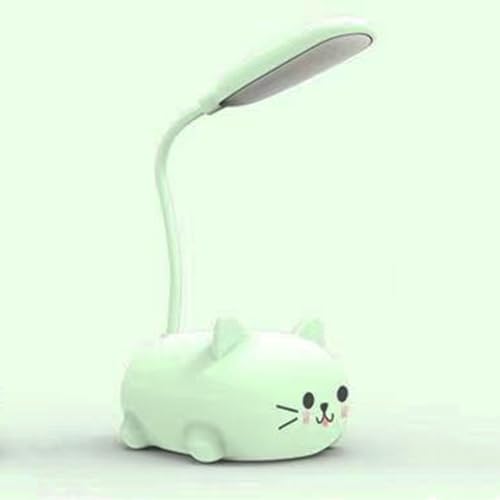 Desniltol LED Kids Lamp, Mini Cat Table Lamp, Portable LED Night Light, Cute Desk Lamp, Foldable USB Rechargeable Reading Light Children's Bedroom (Green)