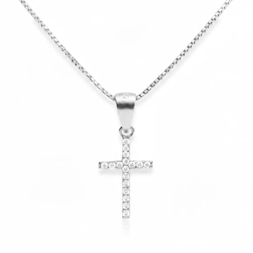 Collier Argent Croix Zirconiums L'Atelier d'Azur anti-noircissement éclat durable