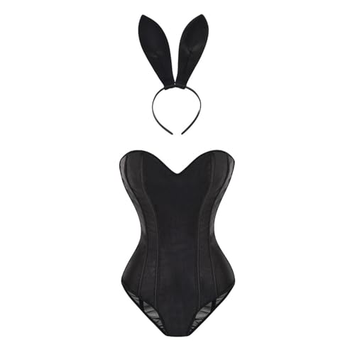 Strapless Shapewear Bodysuit for Women Sexy V Neck Velvet Corset Backless Lingerie Bustier Party Bodycon Jumpsuit Black