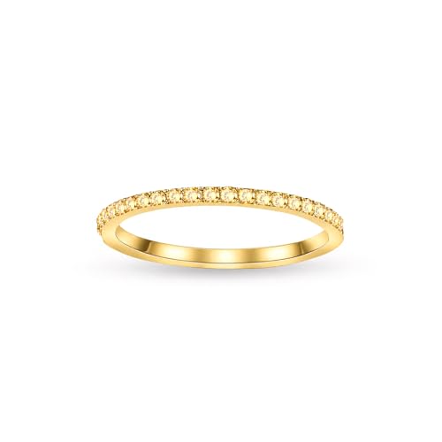 GlameVibe Birthstone Rings For Women Silver Stackable Cubic Zirconia Stainless Steel Birth Stone Ring To My Daughter/Mom Birthday Unique Gifts Jewelry (11-Gold-November 7)
