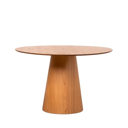Mesa de Jantar Redonda Base Cone e Tampo Amadeirado Para Refeições - Lyon (108 CM)