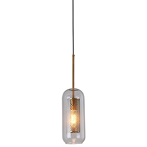 Suspension Luminaire LED Métal et Verre Transparent Élégance Plafond Réglable