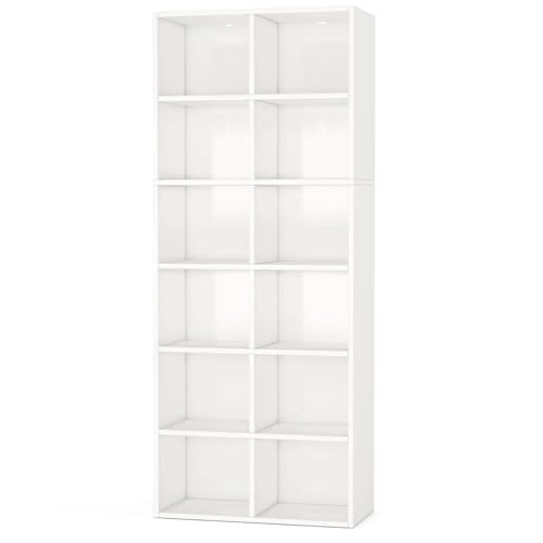 JIKONG 70.9” Contemporary Bookshelf with 12 Cubic Storage Space-Saving, Modern