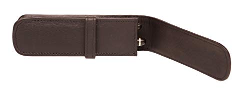 ASHLIN Genuine Leather 'Fabian' Double 2 Pen Case, Dark Brown