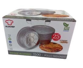 BALSAT Envase de Aluminio para Pollo Asado – 250 Uds con Tapas Incluidas, Perfecto para Catering, Comidas Rápidas y Restaurantes, Resistente y Práctico
