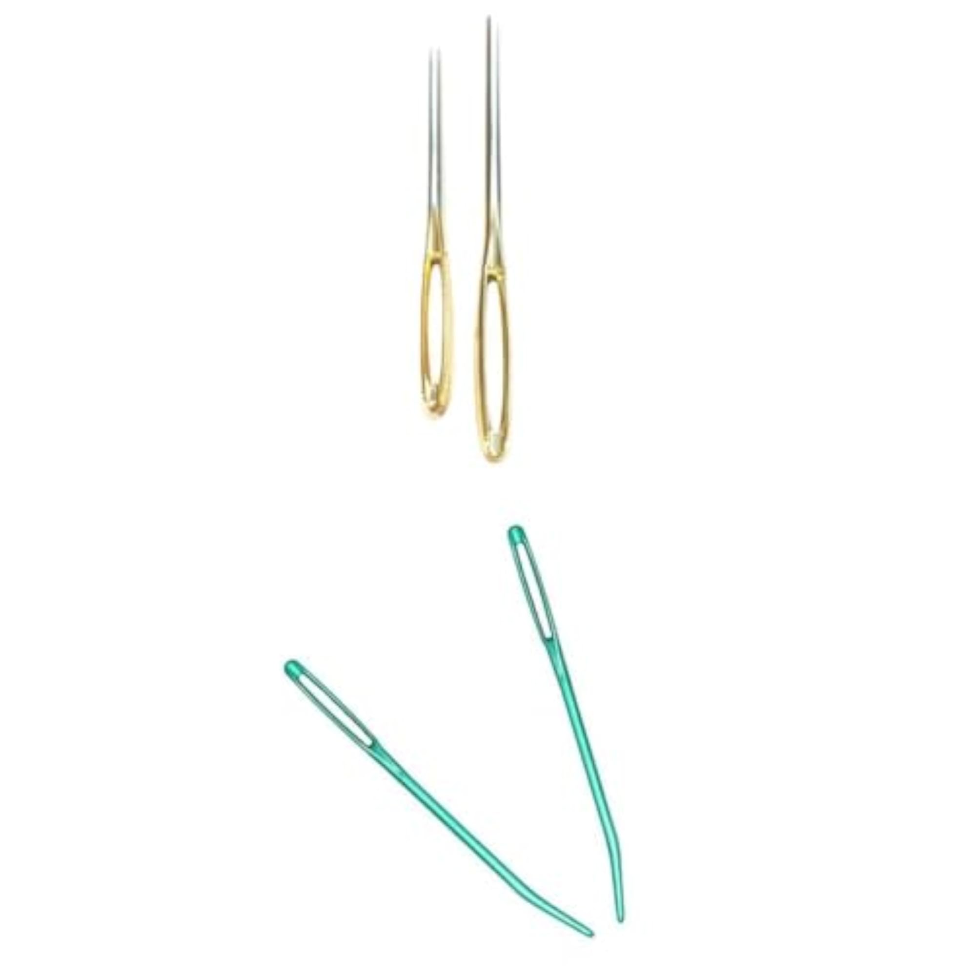 2pcs Bent Tip Tapestry Needles + 2pcs Blunt Needles
