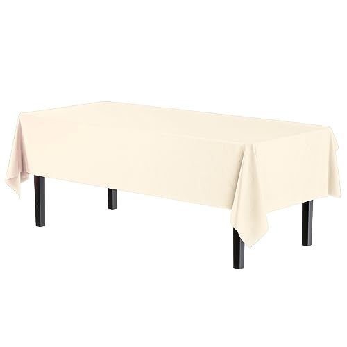 Image of Party Solids Ivory Rectangular Plastic Tablecloth - 54x108 Inch, Pack of 24