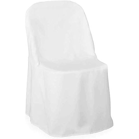 Lann's Linens 10 pcs White Polyester Folding Chair Covers for Wedding, Party, and Banquet - Elegant Cloth Slipcovers Cover