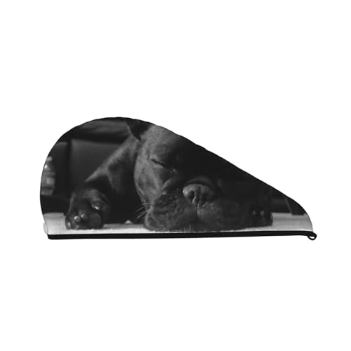 YoupO Französische Bulldogge Trockenes Haar Kappe Haar Trocknen Hut mit Knöpfen Super Saugfähig Schnell Trocknendes Haar Handtuch Wrap Weiche Haar Hut für Frauen Trockenes Haar Turban für nasses