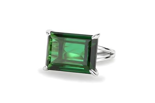 Bague émeraude en argent sterling 925 femme pour grande bague à déclaration
