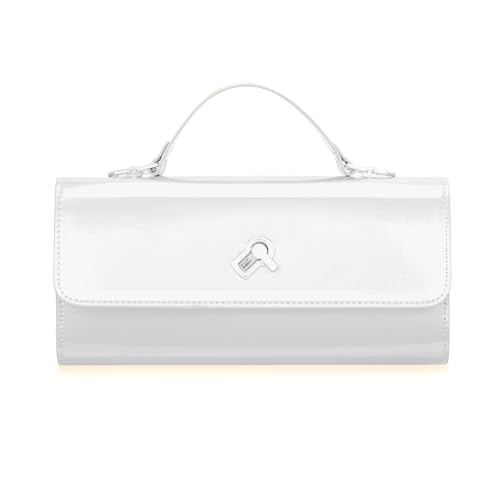 Image of BRYCTSISEN Women Metallic PU Leather Evening Clutch Purse Handbag Crossbody Shoulder Bag Square Box Bag Chic Handbag