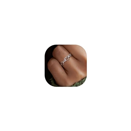 EVER FAITH Dainty Love Heart Rings for Mothers Day/Valentines/Christmas, 925 Sterling Silver Friendship Mother Daughter Lover Knot Bond Wedding Promise Band Ring for Women