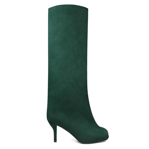 Knee High Boots Wide Calf Women Long Suede Square Toe Bootie Tall Cute Slouchy Fashion Boots Ladies Fall Booties2