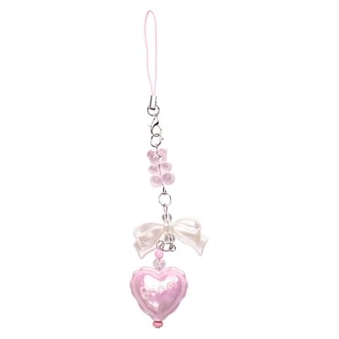 Yoetaun Bowknot Phone Pendant Bowknot Phone Straps Delicate Beaded Heart Phone Lanyard Hangings Decoration Cover