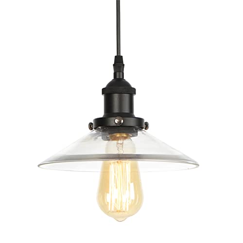 Luces colgantes de metal con cable ajustable y pantalla de cristal para techos altos