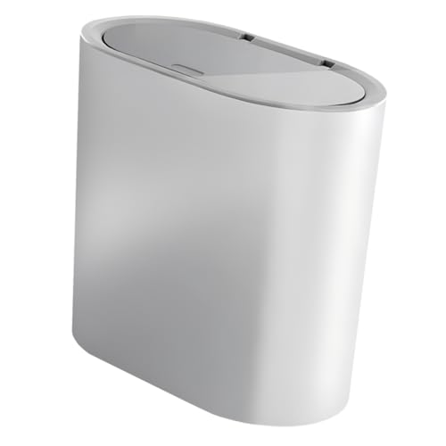Caneca de basura rectangular con tapa plateada 8L miniatura 1