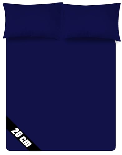 Sunshine Comforts Microfiber Fitted Sheets Super King Size Breathable, Anti Wrinkle 26cm Deep Pocket Bed Sheets Navy/Royal Blue Bedding & Linen 183 X 200 CM Super King Fitted Sheet