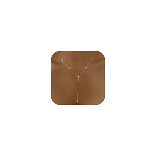 Fwlisesa Long Necklaces for Women, Dainty Lariat Necklace 14k Gold