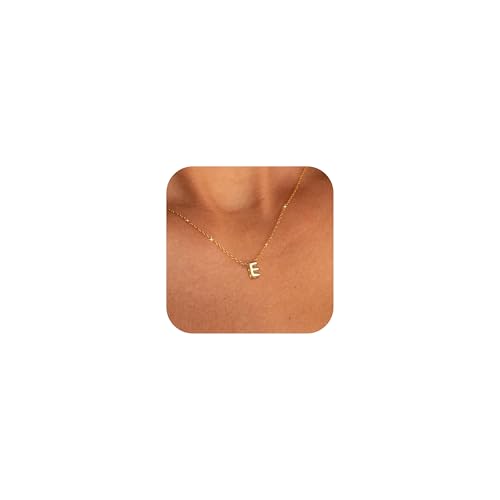 CUEZIY 14K Gold Plated Bubble Letter Necklace Initial Necklaces for Women Dainty Personalized Charm Pendant Name Necklace Cute Non Tarnish Fashion Accessories Teen Gift Trendy Stuff Jewelry Gifts