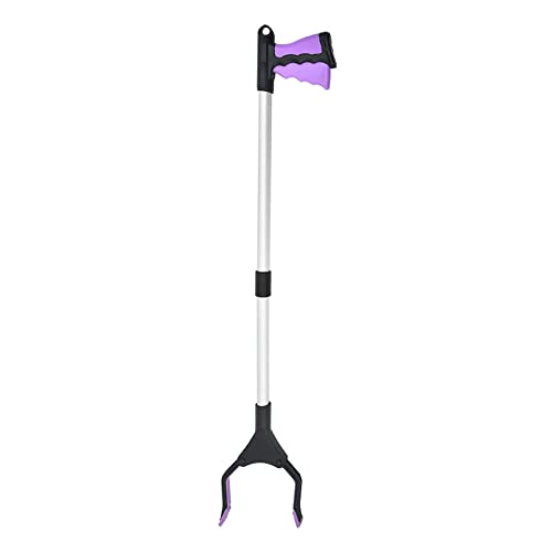 HUWEIJIA Foldable Litter Waste Garbage Reachers Magnetic Pickers Pick Up Tools Gripper Extender Grabber Swivel Jaw Collapsible Trash Picking Grab Tool for Elderly, Disabled and Children (Purple)