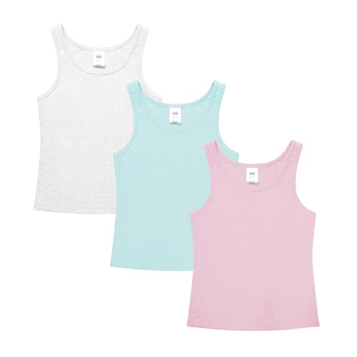 Image of QBK 6-16Years Girls Tank Top with Built in Bra Training Bras Cotton Camisole Built in Bra Undershirts with Shelf Bra