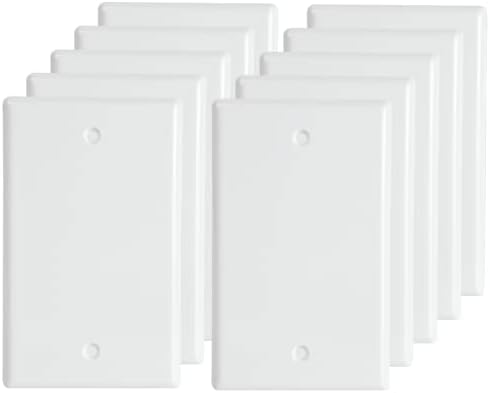 Blank Outlet Covers Standard Size Wall Plate Electrical Outlet Cover Plates, 1-Gang No Device Blank Wall Plate, White (10-Pack)