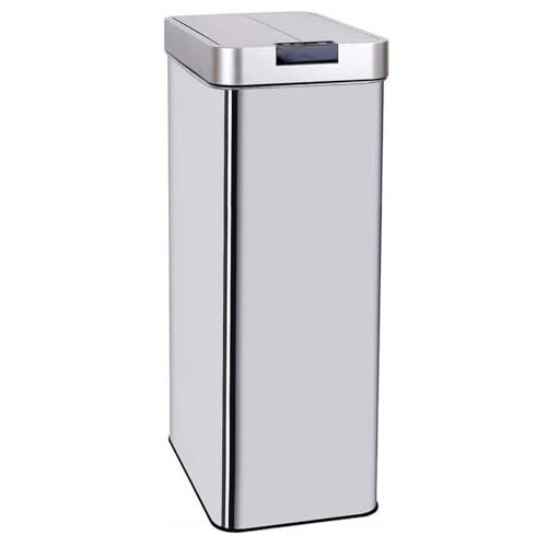 HomeTronix Automatic Sensor Bin 80L Touchless Motion Sensor Kitchen Bin Stainless Steel Smudge-Resistant Finish Soft Close Dual Lid Hands-Free Waste Bin Battery Powered Stay-Open Function