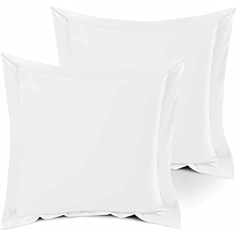 Silentnight Pillow Shame Cushion Cover 100% Egyptian Cotton European Square Pillow Shams Set of 2 White Solid 800 Thread Count Pack of 2 Euro (28" x 28") White Solid Cover