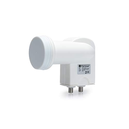 RED OPTICUM Robust Twin LNB I LNB numérique 2X résistant à la Chaleur & au Froid avec Seulement 0.1dB de Bruit et Protection Contre Les intempéries Extensible ITwin LNB pour 2 abonnés Blanc