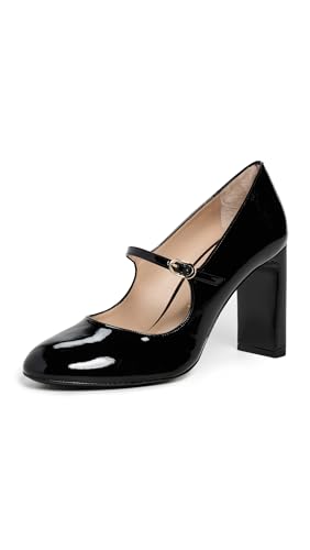 Stuart Weitzman Women's Babette Mary Janes 85mm, Black, 9.5 Medium US