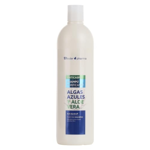 Thader Pharma Champú Purificante Anticaspa con Algas azules y Aloe Vera con acción depurativa, hidratante y purificante, 750 ml