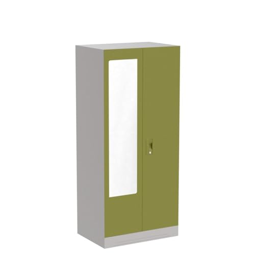 Image of Godrej Interio Almirah Slimline 2-Door Steel Almirah, Cupboard for Clothes (Textured Green Leaf), 1-Year Warranty, 4 Shelves, 1 Drawer, 1 Locker, Star Design Mirror