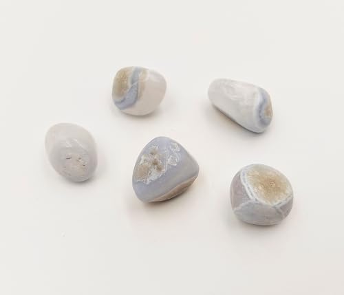 Piedra Calcedonia azul pulida - 5 Cristales Pulidos con Propiedades Energéticas (Calcedonia azul, 5)