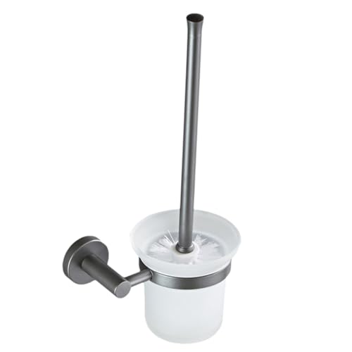 UKCOCO Escobilla de Inodoro de Mango con Base de Vidrio Diseño Pared para Baños Modernos y Limpieza