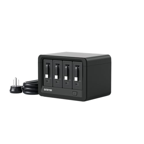 Gitryin 12-in-1 Desktop Charging Station with 4 Retractable Type-C Wall Chargers 40W USB-C Power Strip with Flat Plug Extension Cord with 1020J Surge Protection for Home Office