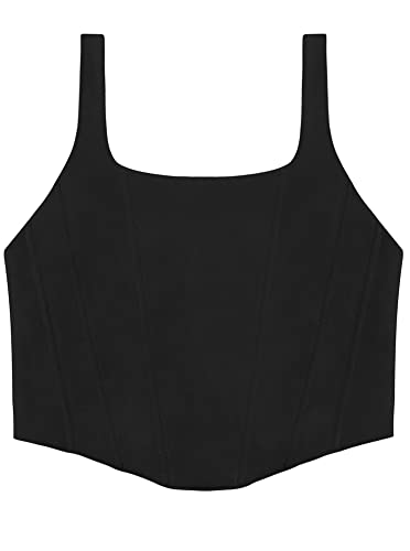 REORIA Women's Summer Sexy Square Neck Sleeveless Trendy Bustier Corset Crop Tank Tops4