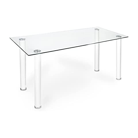 Mesa de Comedor Blanca de Cristal HomeSouth Cover